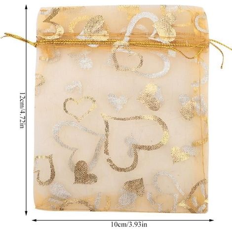 Tbest 100pcs Pochette Organza Cadeau Mariage Bijoux Sachet Bonbon (5 Couleurs) (1/4)