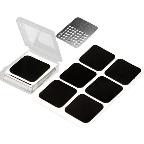 BUNTHAUS Kits de réparation de pneus et de chambres à air – Patchs de réparation de pneus radiaux – Lot de 6 patchs adhésifs carrés pour chambres à air de vélo Kit de réparation de pneus de vélo soli