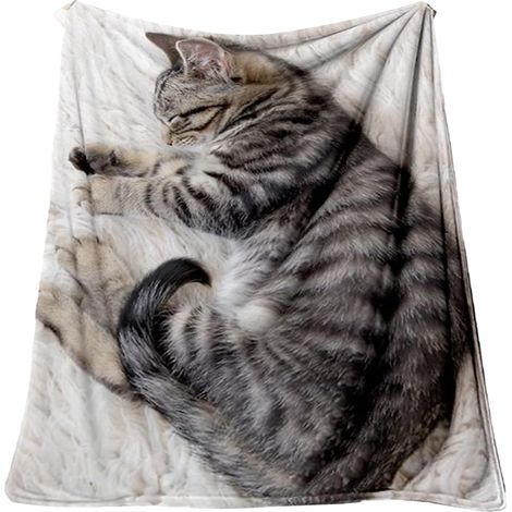 Plaid en Flanelle - Motif Chat Doux en Polaire pour Canapé - Accessoire (1/5)