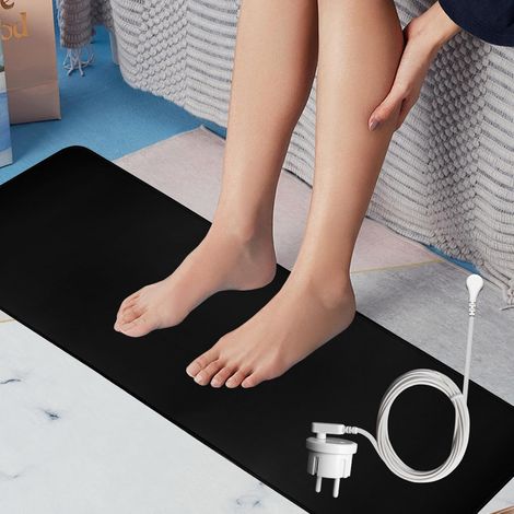 Tapis de Mise à la Terre 25 x 68 cm, Tapis Grounding Antistatique en Cuir Conducteur, Tapiss de Mise à la Masse pour Sommeil, Yoga, Méditation, Bureau et Relaxation, Noir (1/5)