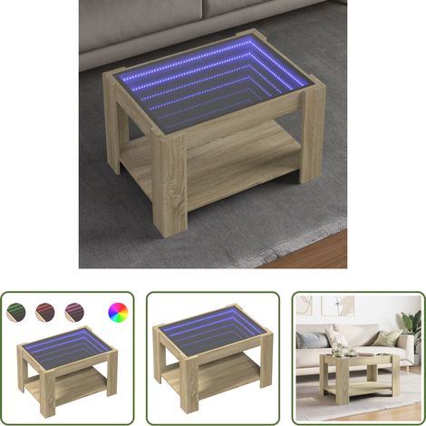 Holzwerkstoff Couchtisch - LED-Couchtisch Sonoma Eiche 73x53x45 cm Holzwerkstoff (1/5)