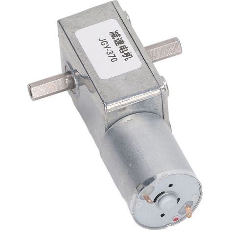 Moteur à engrenages 12V 3 tr/min arbre double sortie 12mm verrouillage auto réversible vis sans fin réducteur avec socle fixation et vis JGY 370 zamak (1/5)