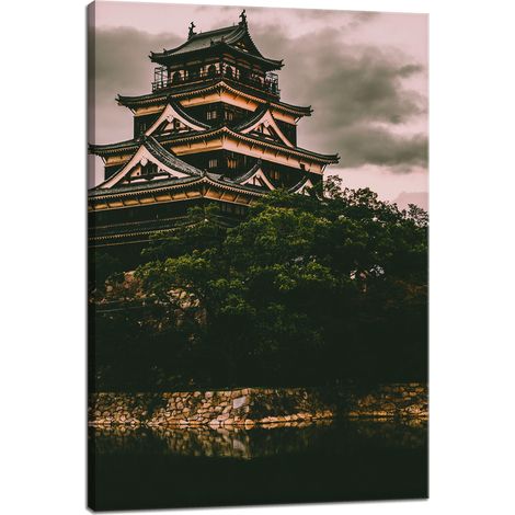 Leinwandgemälde Architektur Burg Hiroshima 40x60 cm