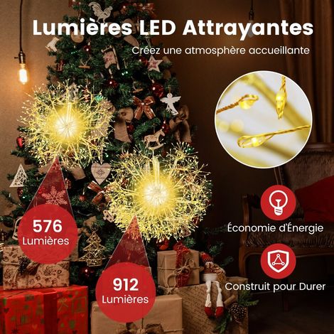 Lampes suspendues dorées en forme de pissenlit 54 et 44 cm avec 1488 LED blanc chaud, étanches, pour jardin, balcon et terrasse (1/5)