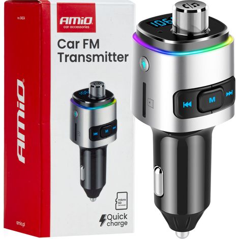 FM-Auto-Transmitter 2×USB-A microSD 12V 24V amio-04654 (1/5)