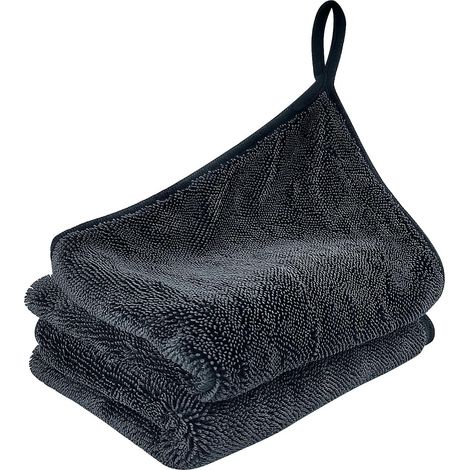 Confezione da 2 panni in microfibra per asciugare auto, 40 x 60 cm, assorbenza 400 GSM, ideali per pulire, lavare e asciugare auto, moto e case. (1/5)