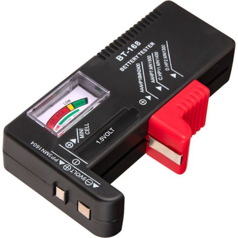 Comprobador de baterías universal – Modelo BT-168 para baterías AA, AAA, de 9 V y de 1,5 V con pantalla digital precisa