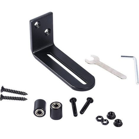 Sliding door track set, floor guides for barn door-type sliding doors, adjustable wall bracket for carbon steel floor guides (1/4)