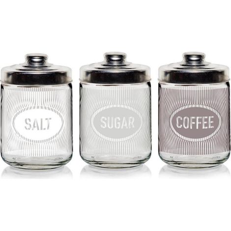 Set 3 Barattoli da Cucina in Vetro Sale Zucchero Caffè Dune 800 cc (1/3)