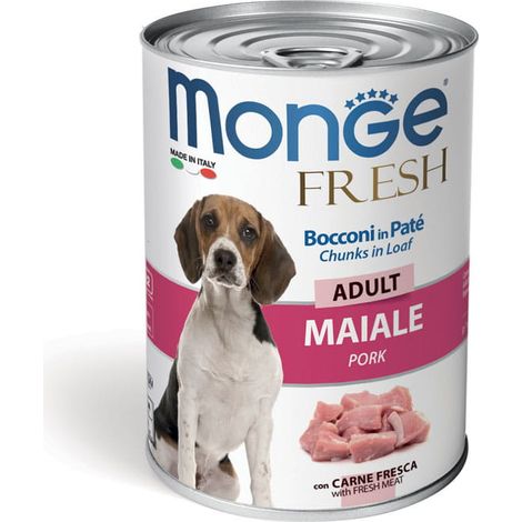 Pâté frais et morceaux de porc Monge Dog 400g