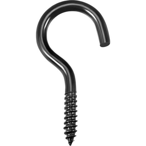 Screw Hook Ceiling Wall Piton Hook Eye Hinge Screw Self Tapping Screw Eye 1 Inch Hanger Black 40pcs (1/5)