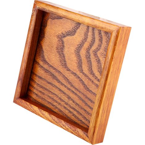 Plateau Carré en Bois Massif pour Thé, Café, Sushi, Apéritifs – Plat de Service pour Restaurant et Salon (12,5 x 12,5 cm) (1/5)