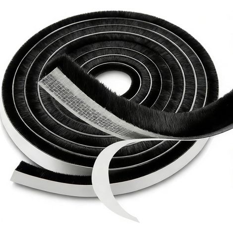 m Bürstendichtung für Schiebetüren, selbstklebende Türdichtung, 9 mm (B) x 9 mm (T), Fensterdichtungen, Isolierung, Schwarz, winddicht für Fenster, Türen, Schränke, Schiebetüren (1/5)