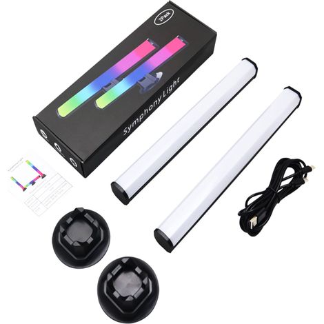 Lámpara de mesa LED con Bluetooth, conexión de 5 V, iluminación RGB y control por voz, sincronizable con música y sonidos. Diversos modos de iluminación para videojuegos, dormitorios, salas de estar, (1/5)