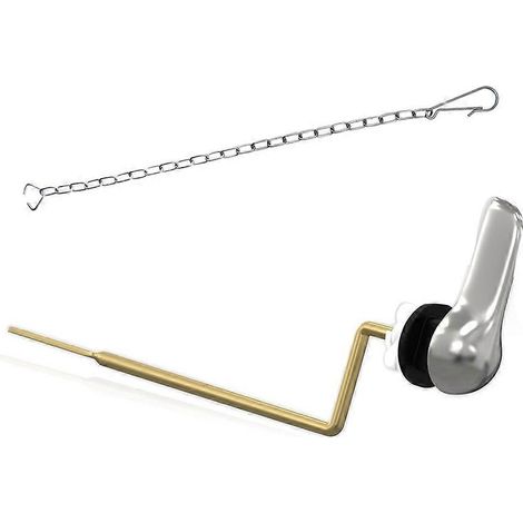 Ersatzset für Toilettenspülhebel aus Messing mit Klappenkette, Universalanschluss für Spülkastenhebel (seitliche Montage) (1/5)