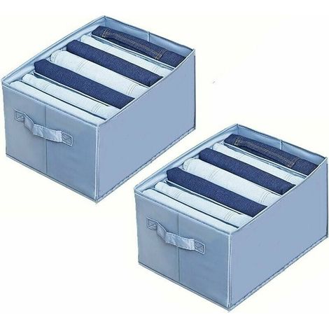 royaluxe - 2 boîtes de rangement pour jeans, pantalons, pulls, organisateur empilable pour garder les vêtements bien rangés, économiser de l'espace (1/5)