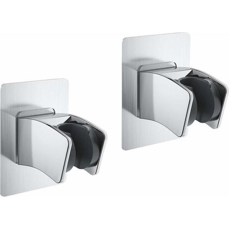 Support Pommeau De Douche - Aluminium - Auto-Adhésif Sans Perçage - Réglable 3 Positions - Pour Salle De Bains - 2 Pièces (1/5)