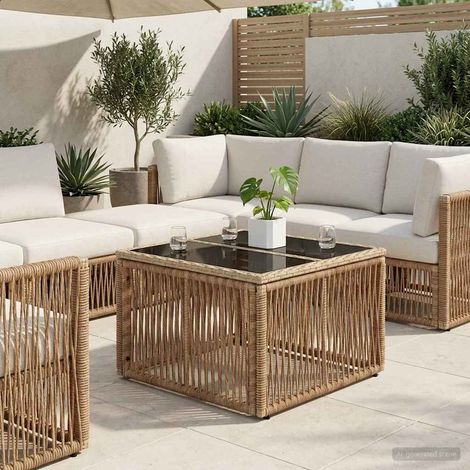 vidaXL Tavolo da Giardino Beige e Nero 55 x 55 x 37 cm