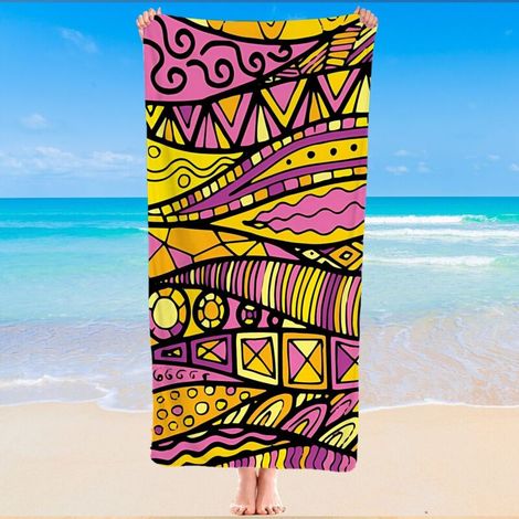 Serviette de plage microfibre, motif mandala bohème, douce, pliable (1/5)
