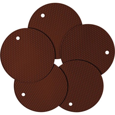 Sous-plat En Silicone - Résistant À La Chaleur Jusqu'à 230 °C - Antidérapant - Diamètre 18 Cm - Épaisseur 3 Mm - Lot De 5 (1/5)