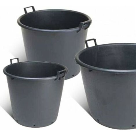 Mastello in plastica nero con manici e fori mastellone tino tinozza giardino con diversi diametri - Select 1: ø60 cm - 90 litri