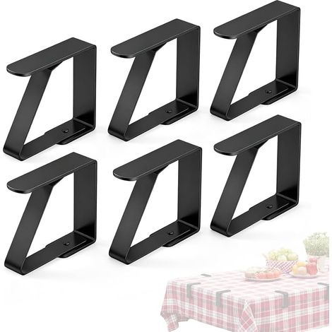 Pince Nappe Table 7 Cm en Acier Inoxydable 6 Pièces - Pince pour Nappe De Table Résistante pour Table À Manger, Pique-Nique, Fête, Mariage (Noir) (1/5)