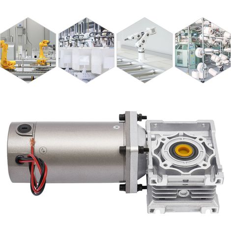 YISSALE - 300W DC 24V Schneckengetriebemotor, NLRV Getriebemotor selbsthemmend, drehzahlregelbarer DC Motor, IP65, 1800RPM, 9,15kg/cm, für Verpackung, Druck, Textil, Förderband, Automatik, Türen. (1/5)