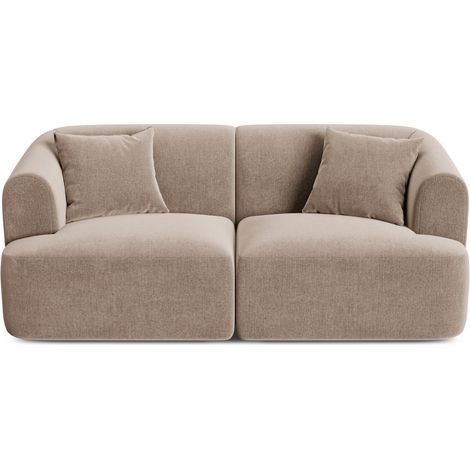 Canapé modulable 2 places en velours beige foncé (1/5)