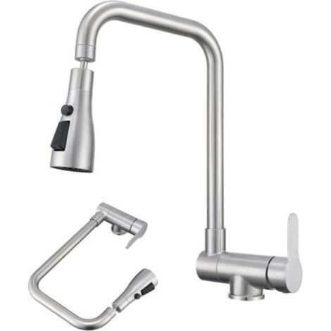 Mitigeur Cuisine Rabattable. Robinet Cuisine Rabattable Avec 3 Jets Modes.robinet Cuisine Pliable Pour Fenêtre.Mitigeur Evier Cuisine En Acier Inoxydable 304 Brossé (Brossé) (1/4)