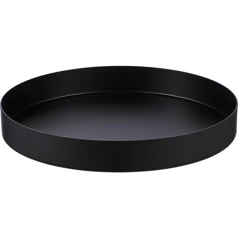 Plateau de service rond, plateau rond, plateau de service en métal, plateau rond noir, plateau porte-bougies, plateau à thé, assiette de rangement (1/4)