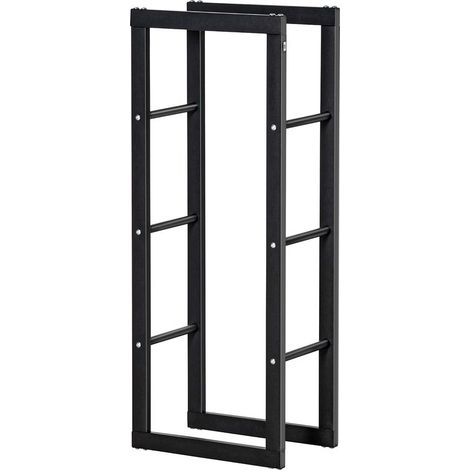 Range bûches Etagère porte bois de cheminée porte-bûches intérieur et extérieur charge max. 100 Kg dim. 40L x 25l x 100H cm métal noir (1/5)