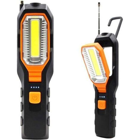Lampe D'inspection, XU, Lampe Baladeuse LED Rechargeable, Lampe de Travail COB, Lampe de Torches de LED, Avec Base magnétique et Crochet à Suspendre pour ateliers Automobile, Camping, Urgences - KZQ (1/4)