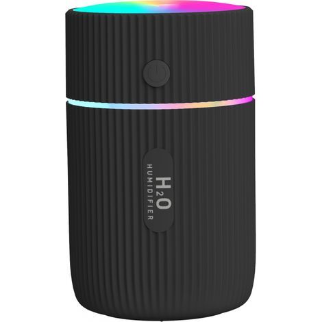 Mini humidificateur d'air portable USB, deux modes de pulvérisation, silencieux, convient pour voiture, bureau et chambre, 300 ml, noir (1/5)
