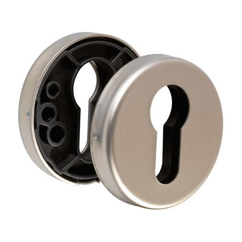Rosace inox 52mm pour porte – Finition brossée – Compatible portes 35-45mm – Clé I – 81574