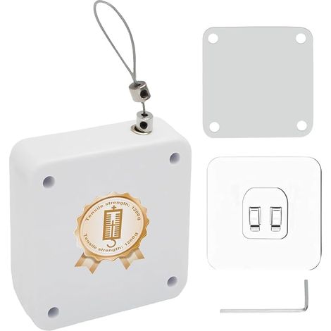 Door Closer without Drilling, with Pull Force 1200G, White  Automatic Door Closer, Steel Cable 1 m and Adjustable Lock, Easy Installation for Indoor, Balcony and Entrance (1/2)