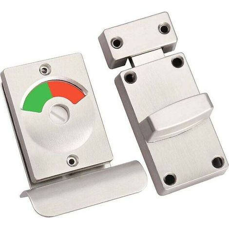 Cerradura de puerta de inodoro con luz indicadora roja y verde para repuestos, cerradura de pestillo de inodoro de acero inoxidable - Crezuo