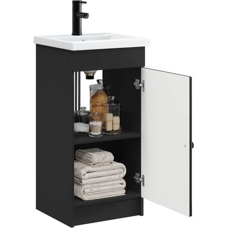 Meuble Salle de Bain avec Lavabo, Noir, 42 x 40 x 84,5 cm (1/5)