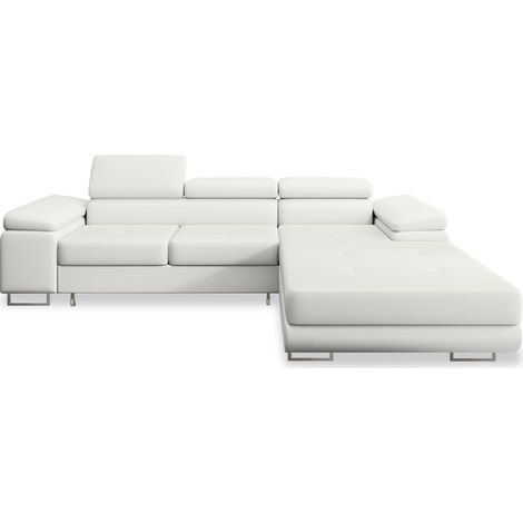 Canapé d'angle droit convertible Alphonso Blanc (1/5)