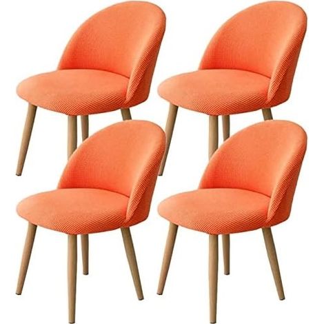 Housse De Chaises Salle À Manger Scandinave 4 pièces Extensible Arc De Coquille Jacquard Spande Orange (1/4)