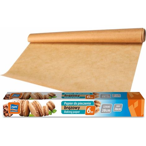 Papel de horno de silicona marrón de 6 m x 38 cm en caja.