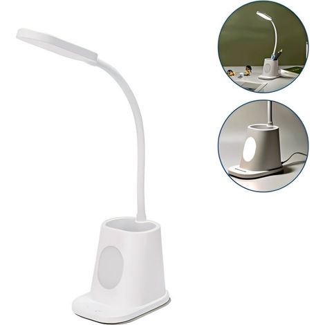 Lampe de Bureau LED Multifonctionnelle Porte-Stylo Support Téléphone Température Ajustable (1/3)
