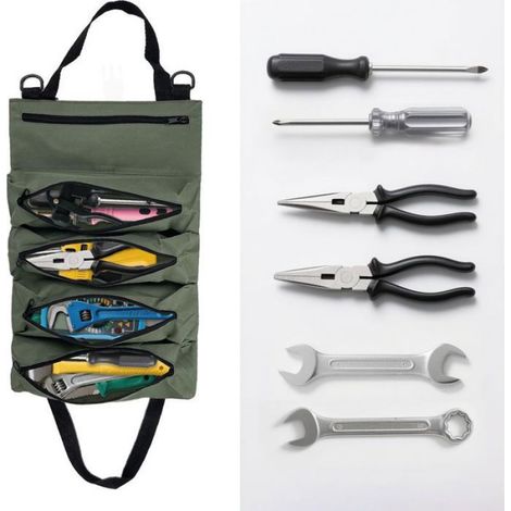 Sac à Roulettes - Sac à Outils en Toile Oxford - Pour Clés à Molette et Outillage Manuels - 5 Poches Zippées - 1 Pièce (1/5)