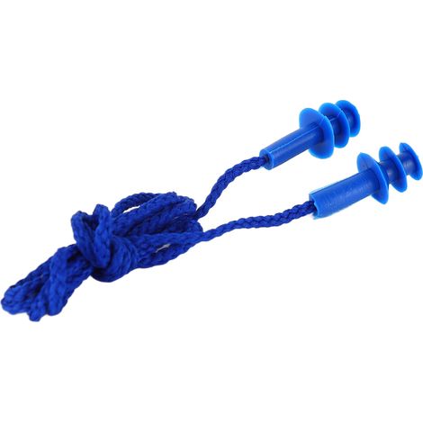 Bouchons d'oreilles en silicone antibruit, étanches et réutilisables, bleus, pour dormir et nager. (1/5)