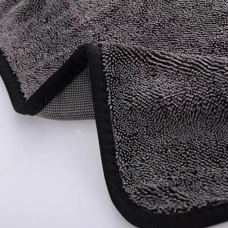 Set di 2 panni in microfibra - asciugamano asciugante - salviette detergenti - 40 x 40 cm - 600 g/m² - grigio - assorbente - per doccia, bagno e lavaggio auto (1/5)