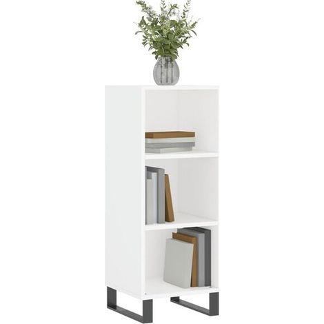 Meuble Buffet de Cuisine Blanc 34,5x32,5x90 cm en Bois d'Ingénierie, Rangement Compact avec Étagères (1/5)