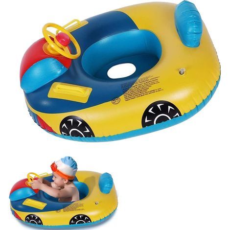Bouée de natation gonflable pour enfant - Mignon - Siège de natation - Avec corne et poignées - Jouet de piscine pour filles et garçons de 1 à 5 ans (1/5)