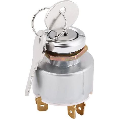 BRAVIX Contacteur d'Allumage, Interrupteur Universel de Démarrage du Moteur 12V Interrupteur de Commande d'Allumage 3 Positions ON OFF avec Clé Fontainebleau Argent (1/5)