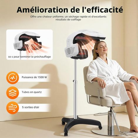 Bonnet de séchage, chauffage infrarouge permanent, 220 V, 1500 W, support réglable en hauteur, pour salon de coiffure, sèche-cheveux, base en X, largement dans les salons de coiffure, les spas (1/5)