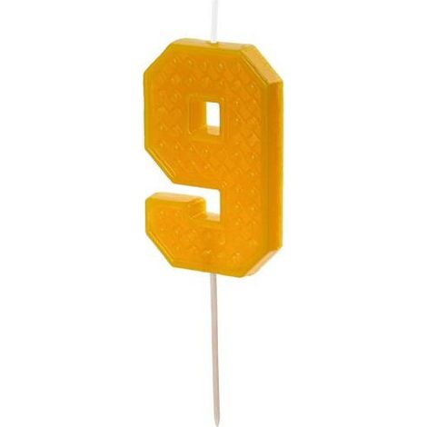 Geburtstagskerze 9 gelb 6cm