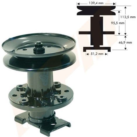 Palier de lame pour tracteur tondeuse autoportée – Entraxe 102mm – Largeur 51.2mm – Pouliage diamètre 140mm